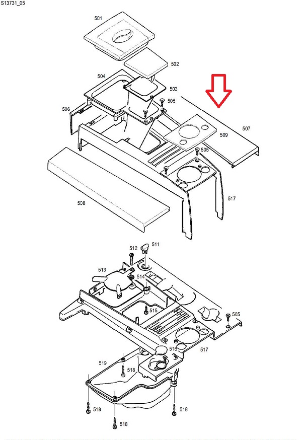 Jura Impressa F7-F8 Accessories Lid Diagram